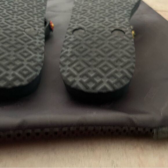 Tory Burch Marguerite Floral Flip Flop Rubber cute logo flats rare sold out shoe - Picture 4 of 7